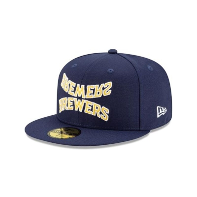 Blue Milwaukee Brewers Hat - New Era MLB Team Mirror 59FIFTY Fitted Caps USA1793280